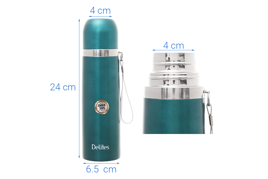 Bình giữ nhiệt inox 500ml Delites Z5A xanh lá -  Hàng chính hãng