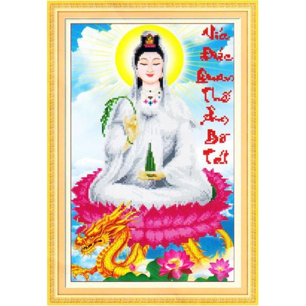 tranh thêu chữ thập Quan Âm 32x46cm - chưa thêu