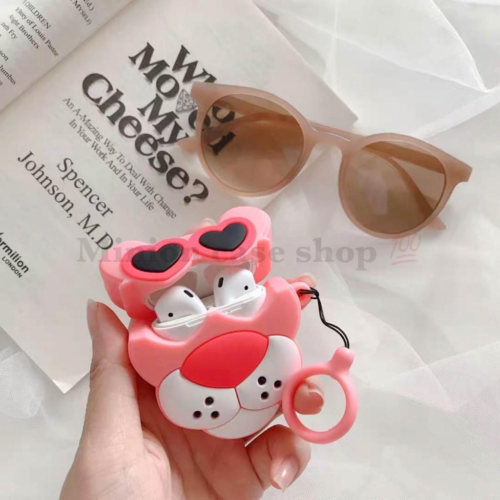 Hình ảnh Bao Case Ốp dành cho airpod 1 và 2, tai nghe bluetooth i11,i12, i100, i9s... silicon 3D Pink Panther cao cấp