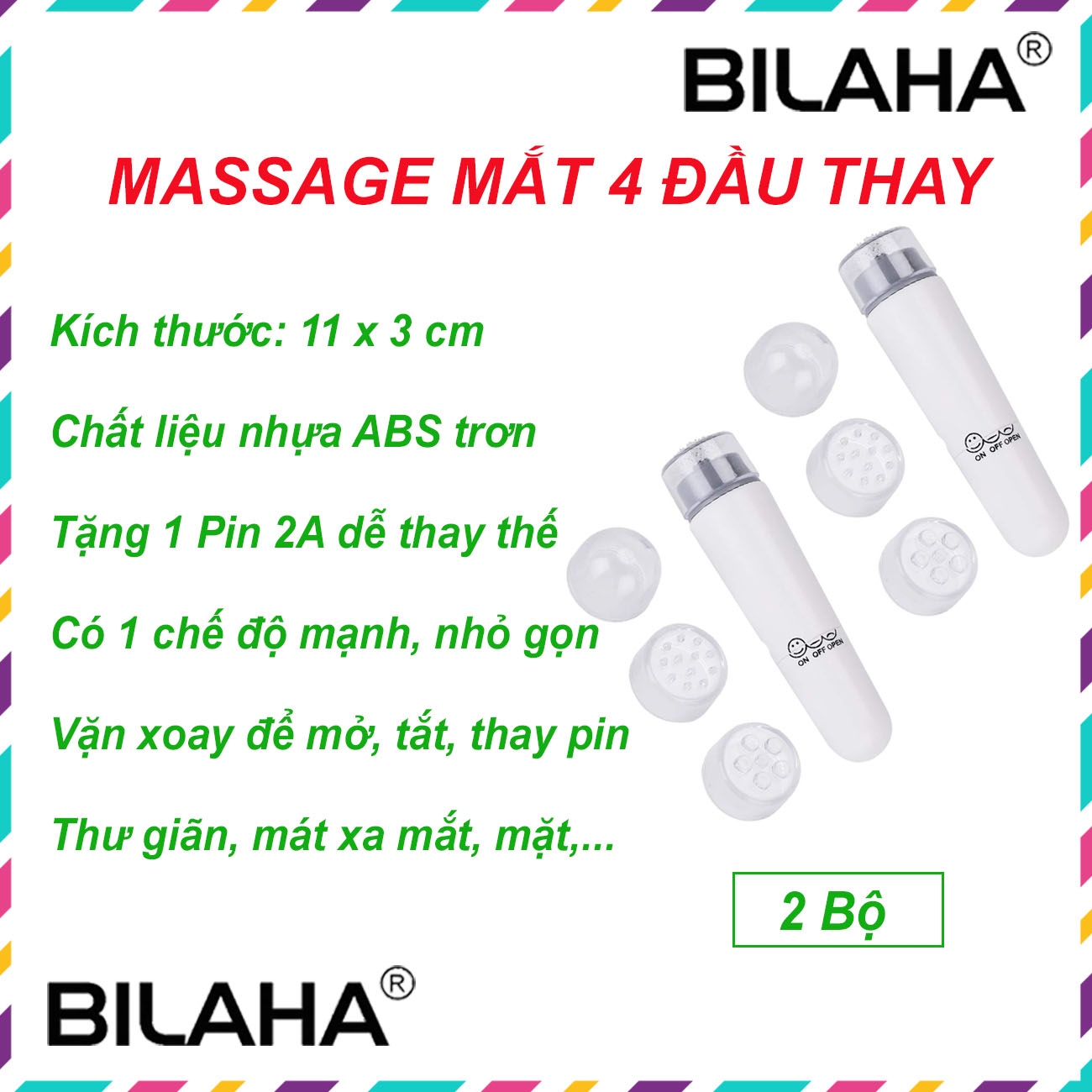 Combo 2 Máy Massage Mắt Mini Cầm Tay Chống Thâm Quầng, Giảm Xoang, Mát Xa Thái Dương (Hàng Chính Hãng)