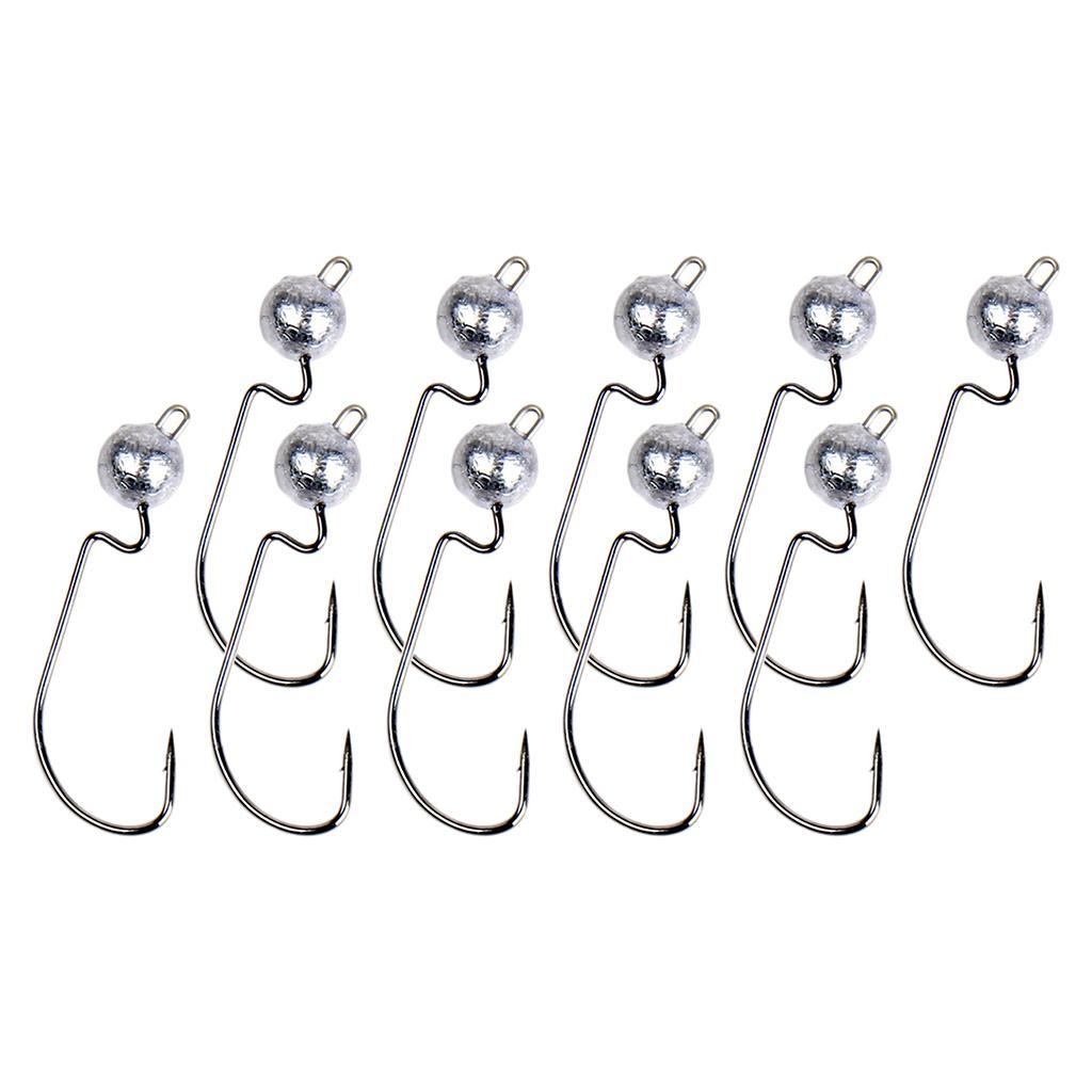 10pcs Weighted Fishing Hooks Crank Hook With   For