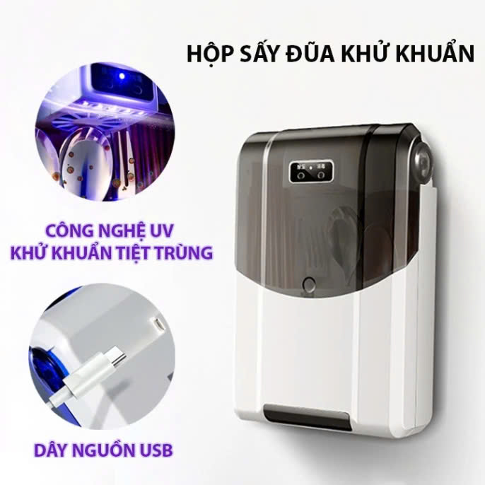 Máy Sấy Khử Khuẩn Đũa - Hộp Đựng Đũa Thìa Khử Trùng, Diệt Khuẩn An Toàn Cho Mọi Nhà