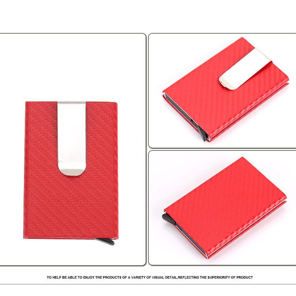 RFID Blocking Leather Business Card Holder Credit Card Case Holder Money Clip Wallet