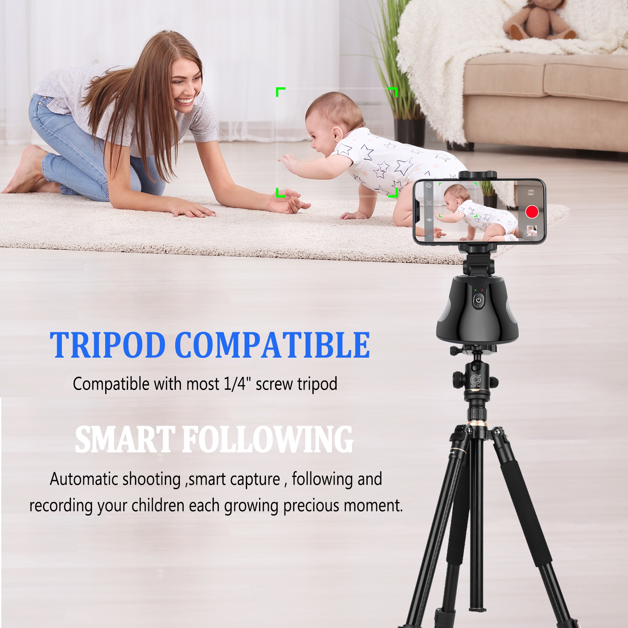 Gimbal AI kiêm giá đỡ điện thoại cảm biến thông minh quay phim chụp hình xoay 360 độ nhận diện khuôn mặt - Auto Smart Following cameraman  ( Giao màu ngẫu nhiên)