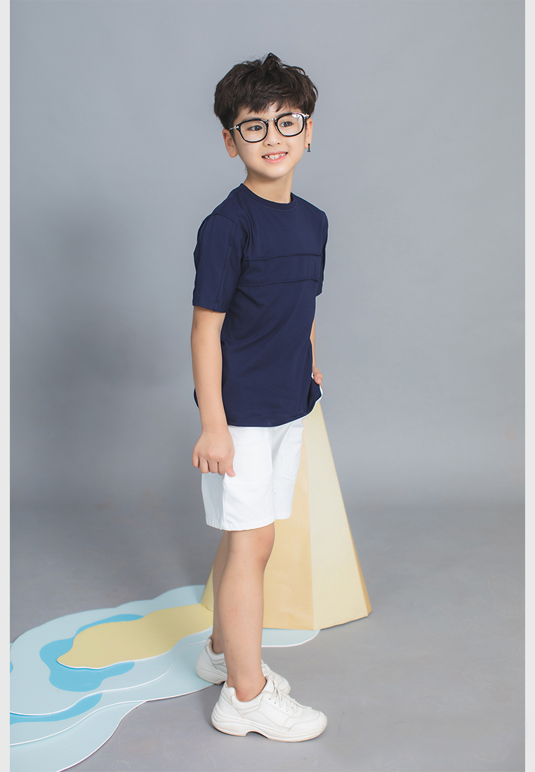 Áo thun xanh tím than phối ngực Lovekids - LK0338