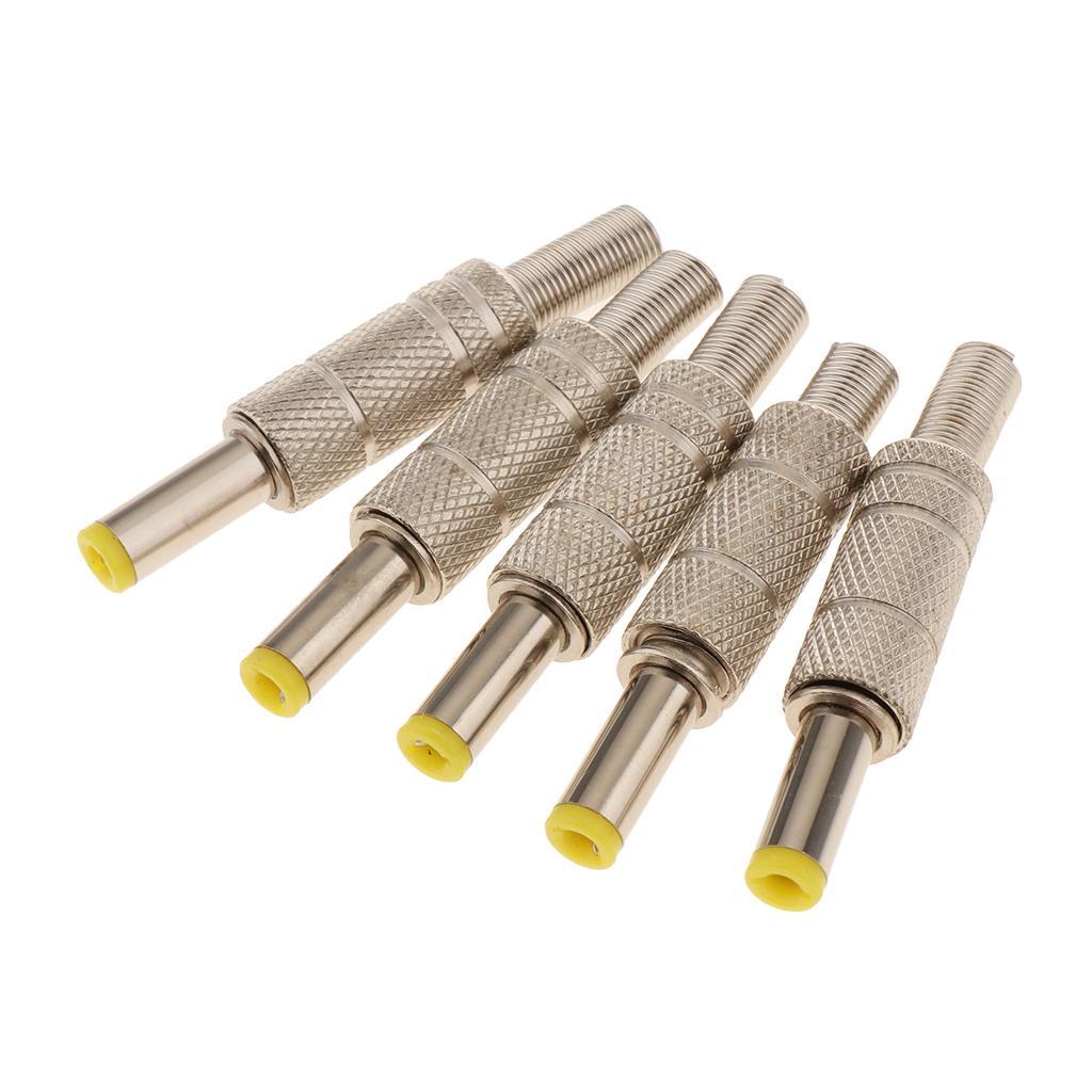 5 Pieces DC 5.5x2.5mm Power Male Plug Welding Adapter Connector Metal Shell