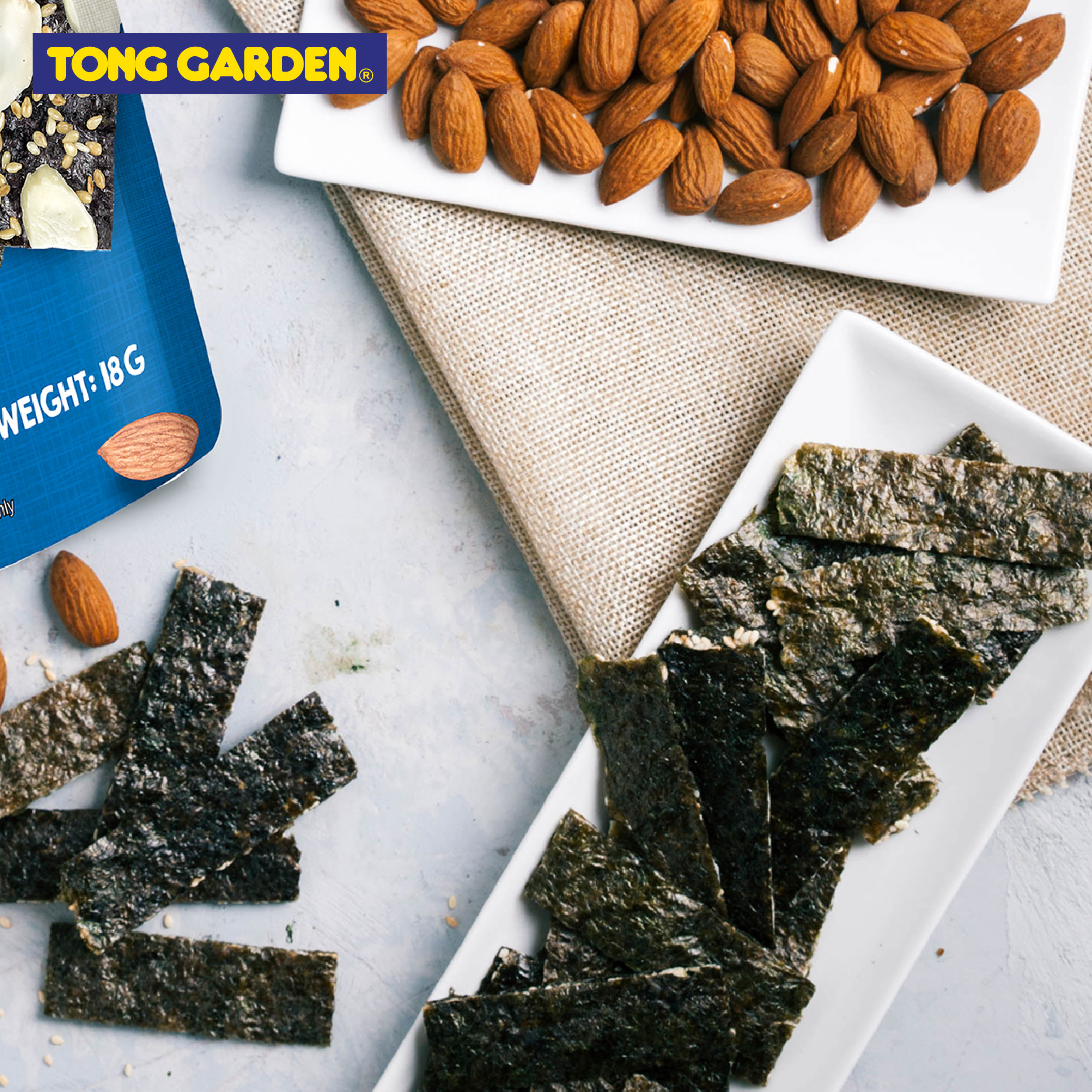 RONG BIỂN SẤY GIÒN VỚI HẠT HẠNH NHÂN VỊ TRUYỀN THỐNG TONG GARDEN 18G