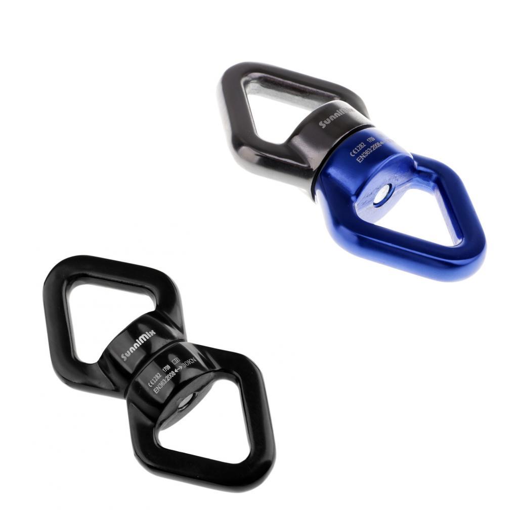 2pcs 30KN Rotational Device Rope Swivel Hanging Connector Multiple Carabiner Blue + Black