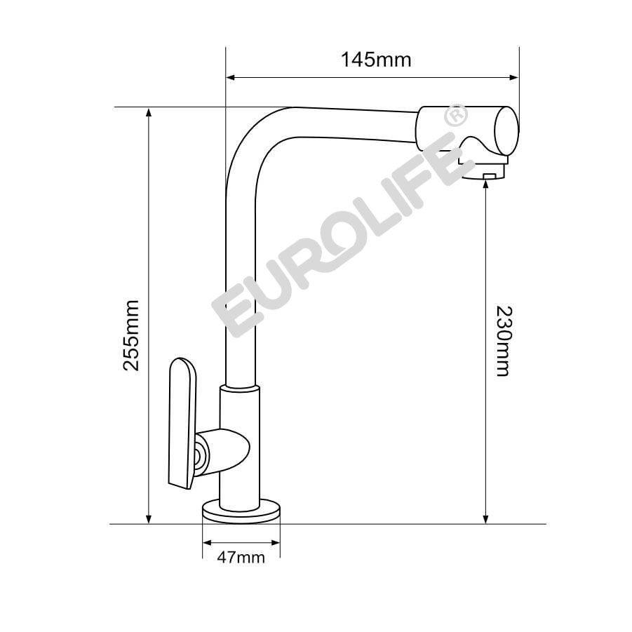 Vòi rửa chén lạnh Đồng mạ Chrome Eurolife EL-RC04 (Trắng bạc)