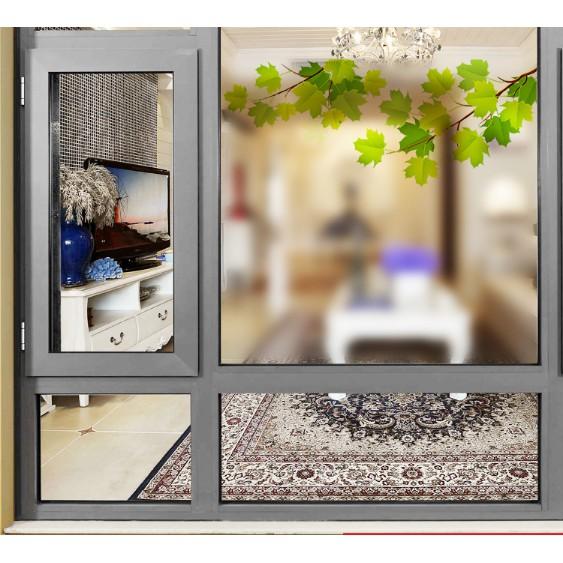 Decal trang trí kính cao cấp mẫu 2 nhánh cây xanh