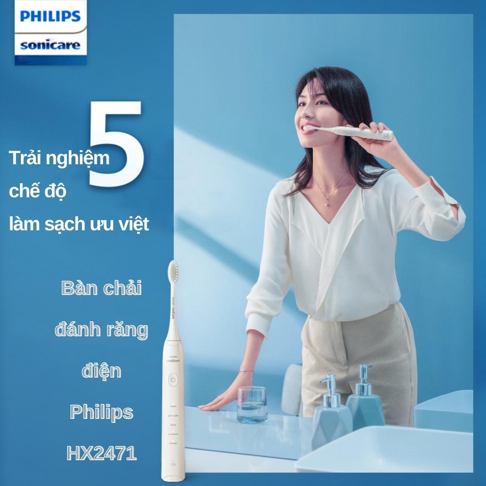 Bàn chải đánh răng điện Philips HX2471 với 5 chế độ làm sạch Công nghệ Sonicare Advanced Sonic - Hàng nhập khẩu