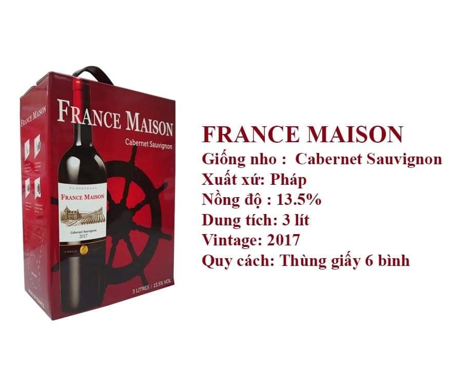 Rượu vang bịch Pháp France Maison 3 lít