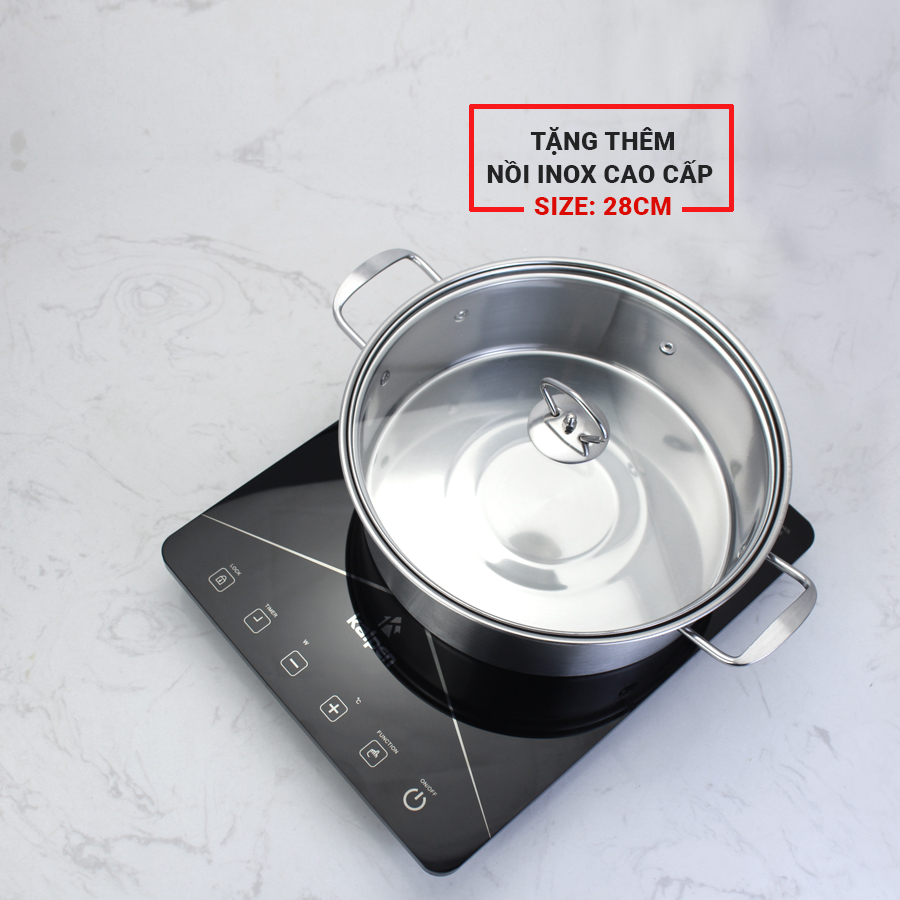 Bếp từ đơn cao cấp Kalpen ICK-1616 công suất 2200W tặng Nồi Inox 28cm -Hàng chính hãng