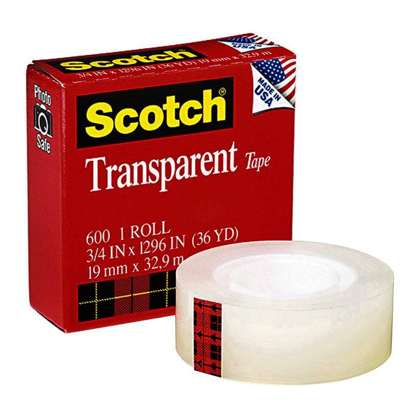 Băng keo Scotch Transparent Tape 600 19mmx32,9m (Lốc 4 cuộn)