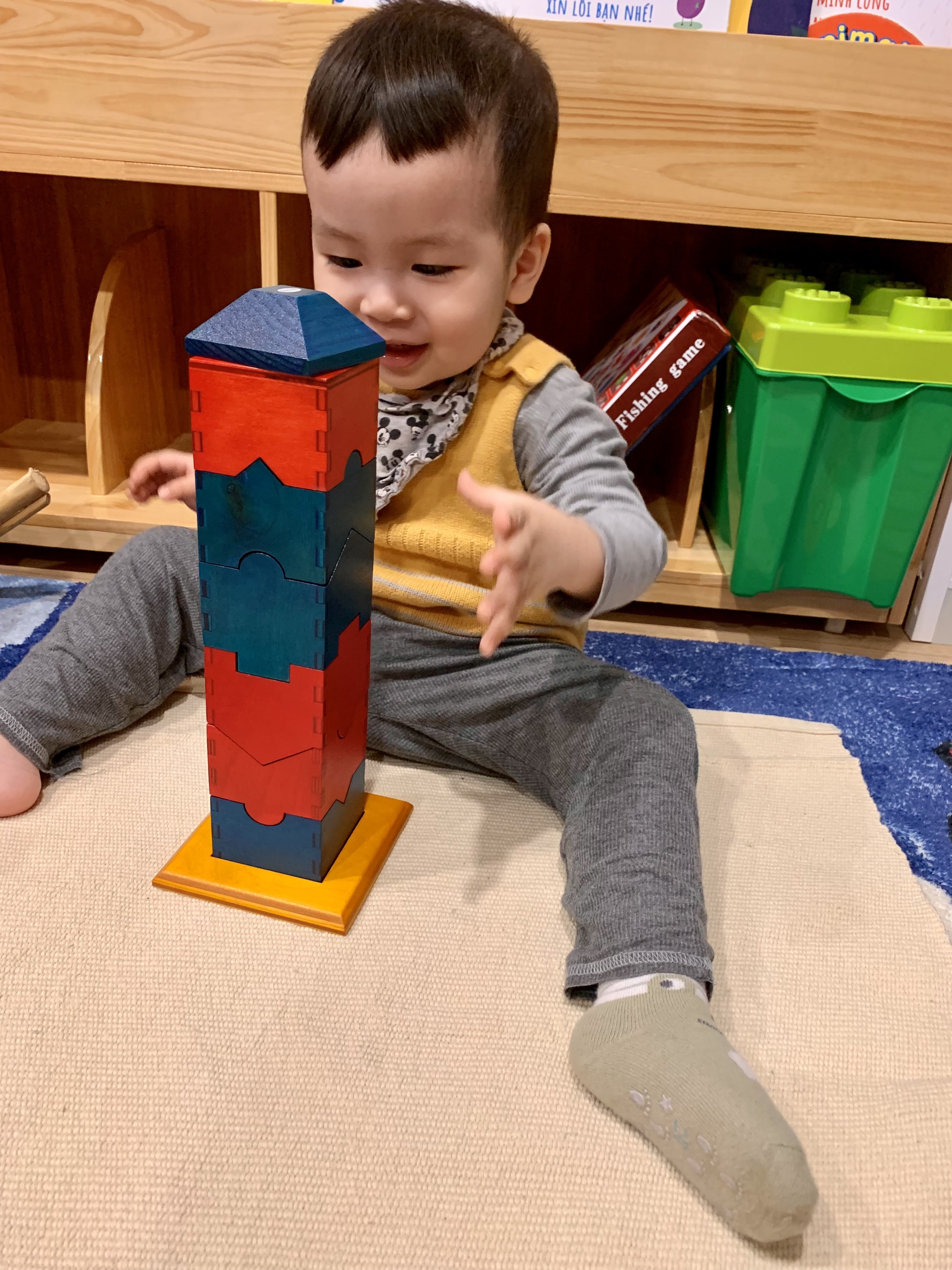 [THANH LÝ] [SK 004 - Mota Montessori] - Đồ chơi trí tuệ cho bé Xếp hình dạng tháp - Hàng chính hãng