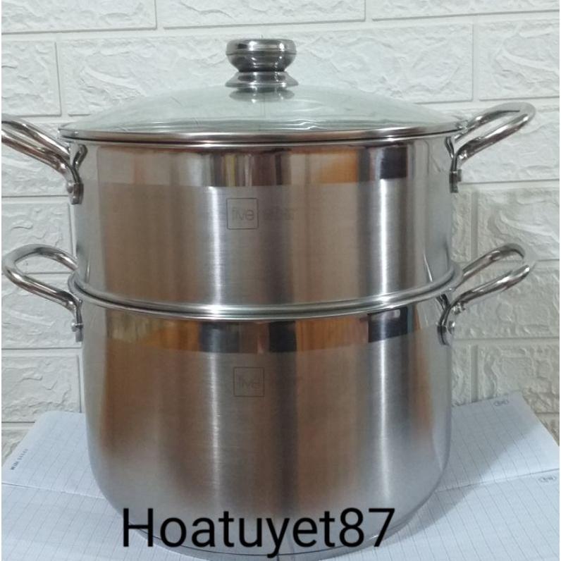 Bộ nồi - xửng hấp 2 tầng inox 304 hàng 3 đáy size 28/30/32cm