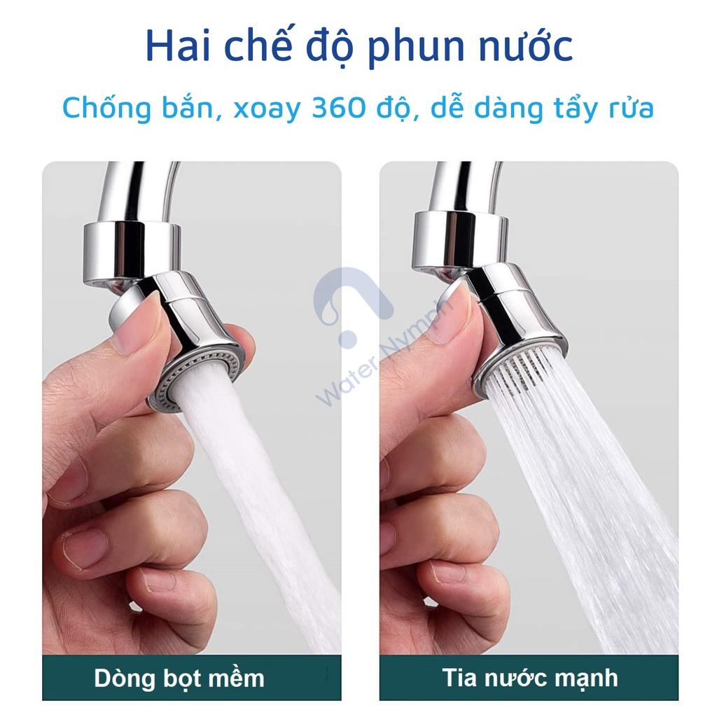 Đầu nối vòi nước xoay 360 độ Waternymph N34, bằng đồng thau, tạo bọt, chống bắn, hai chế độ phun nước (tặng kèm bộ ren)