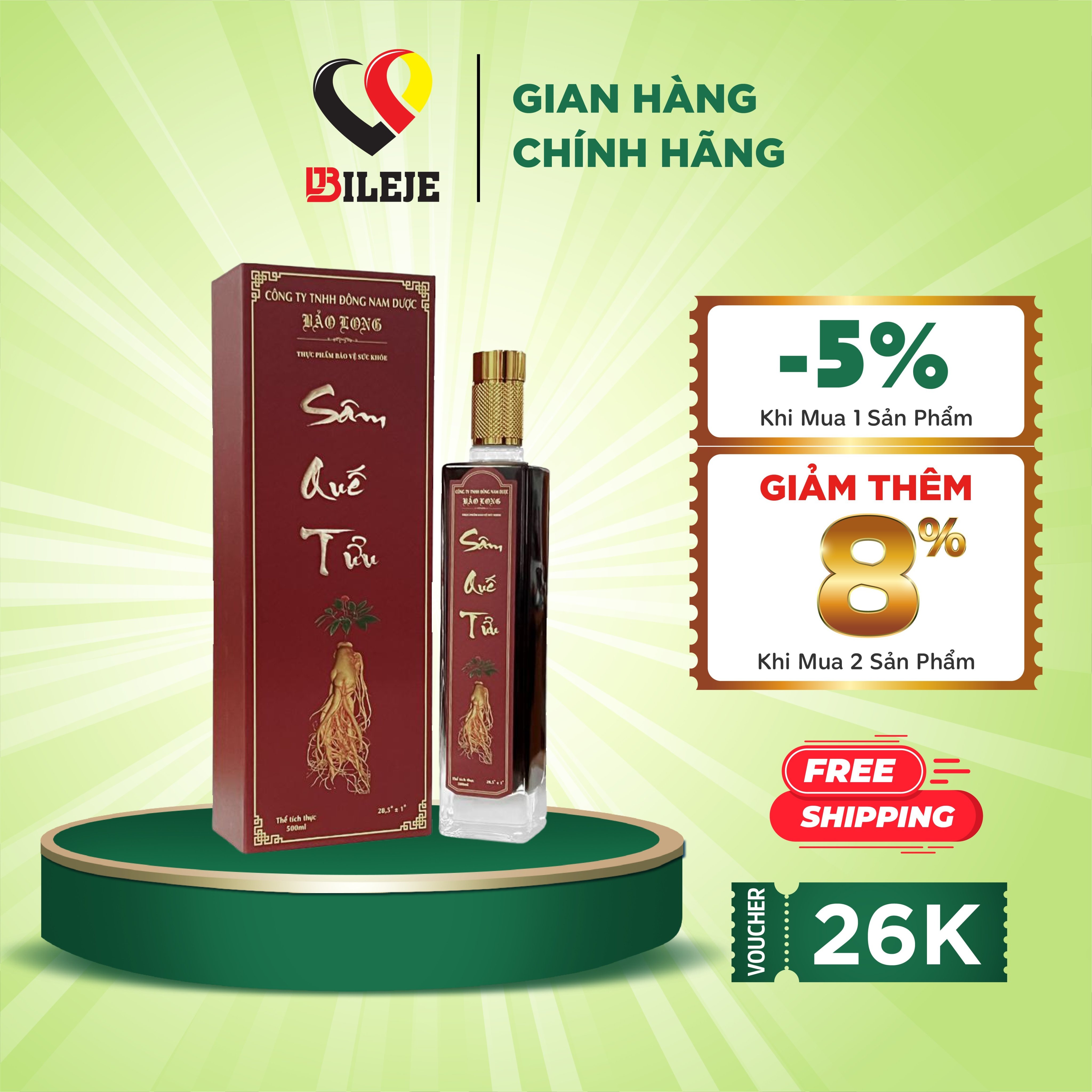 Sâm Quế Tửu Tăng Cường Sức Khỏe Hỗ Trợ Bổ Thận Tráng Dương Hiệu Quả Dược Bảo Long