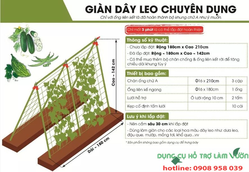 GIÀN CHỮ A, DÀI 1.8* CAO 2.1 MET,ỐNG PHI 16