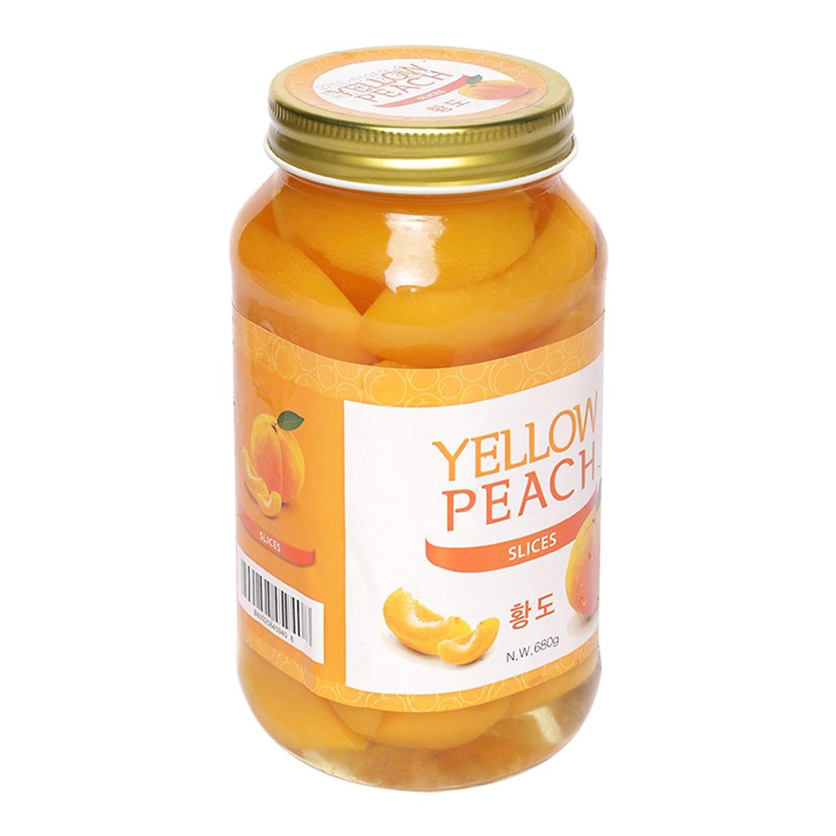 Đào Vàng Ngâm Yellow Peach - Nongwoo Hũ 680G - Nhập Khẩu Hàn Quốc