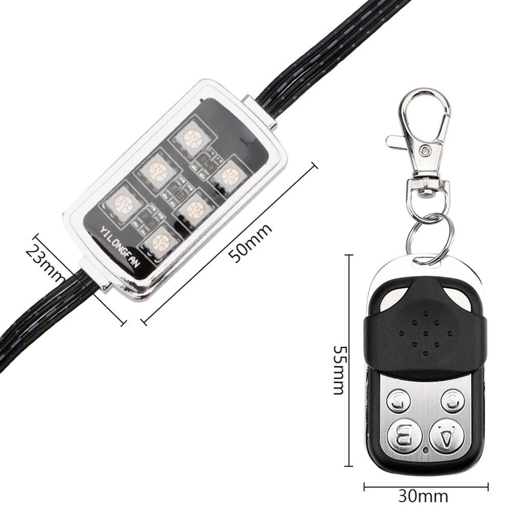 Dây đèn LED 6 RGB 36 bóng không dây trang trí đuôi xe mô tô thông minh điều khiển từ xa