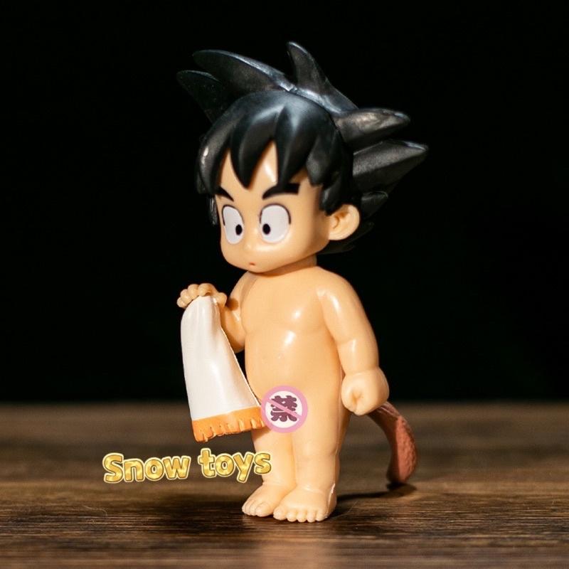 Mô hình Dragon Ball - Mô hình Songoku Goku Young - Goku cầm khăn cởi trần chuồng đi tắm trong chậu - Cao 9~11cm