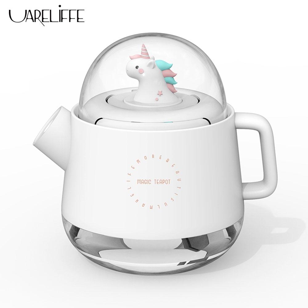 Máy tạo ẩm siêu âm khuếch tán hương thơm không khí 360ml hình ấm đun nước mini có đèn sạc USB