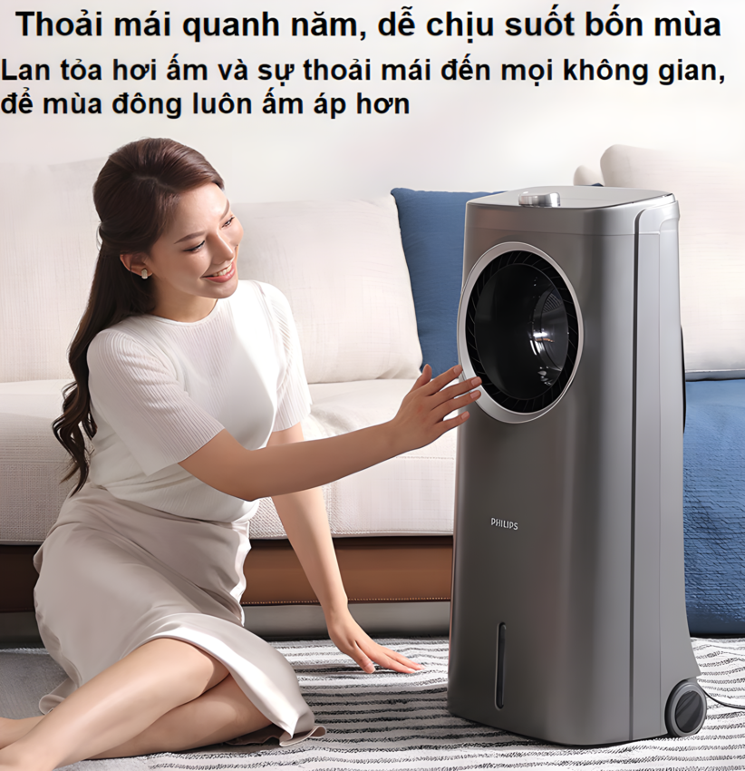 Quạt không cánh phun sương tạo ẩm kiêm lọc không khí ion âm và khử khuẩn UV thương hiệu Hà Lan Philips ACR4246X Serial 4000 - Hàng nhập khẩu