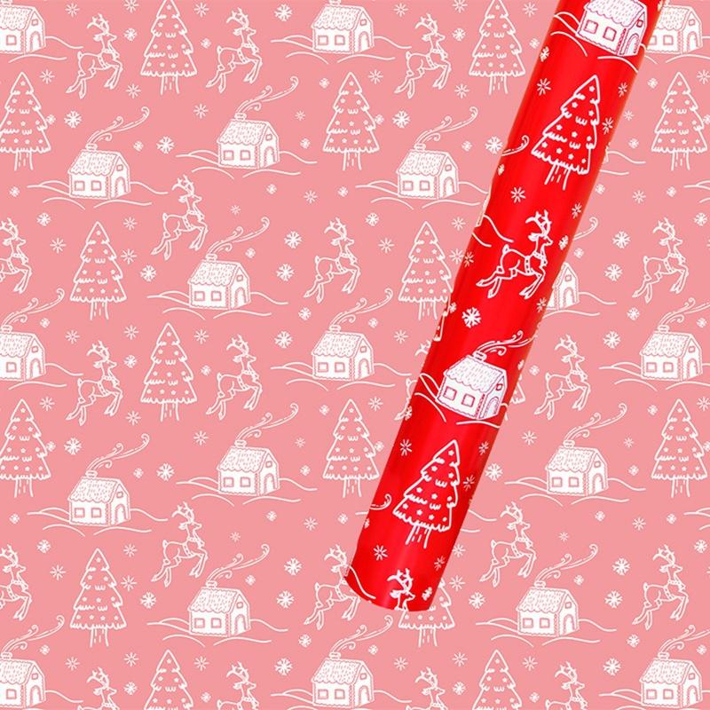 Giấy Gói Quà Giáng Sinh 70 * 50cm Họa Tiết Hoa Tuyết / Tuần Lộc Xinh Xắn