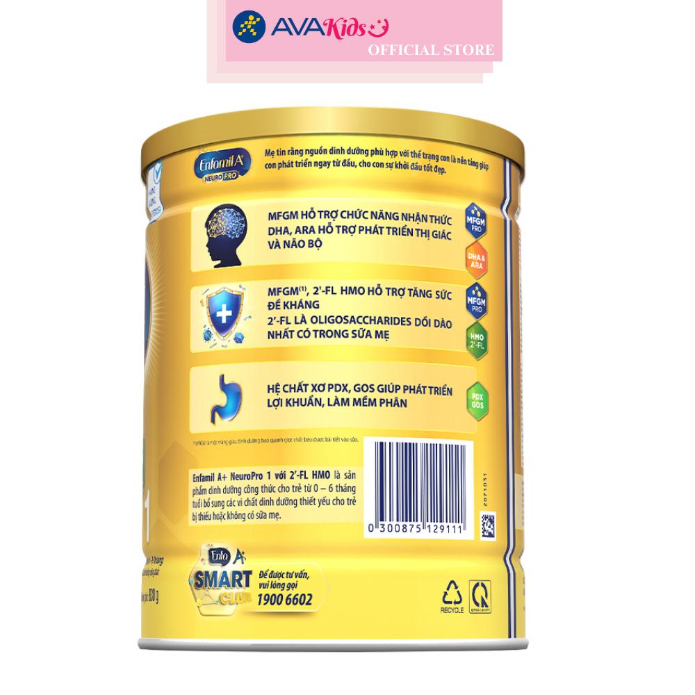 Sữa bột Enfamil A+ Neuropro số 1 830g (0 - 6 tháng) - Hàng Chính Hãng