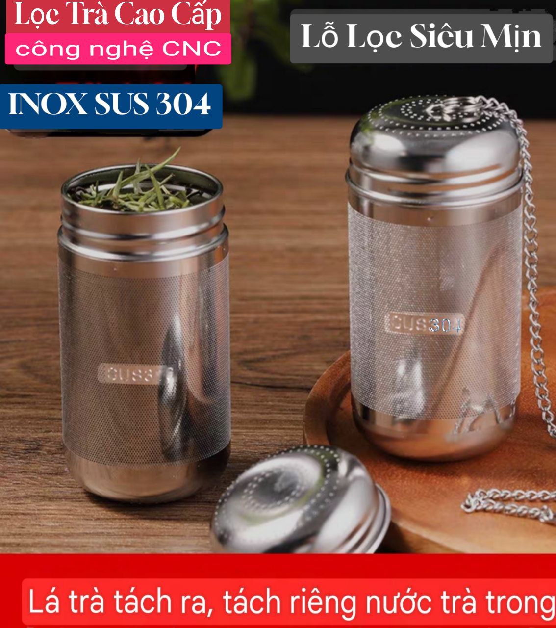 Dụng Cụ Lọc Quả Lọc Trà Inox SUS 304 &amp; 316L Quả Lọc Trà Gia Vị Thảo Quả Lỗ Lọc Siêu Mịn Kháng Khuẩn Công Nghệ CNC Cao Cấp