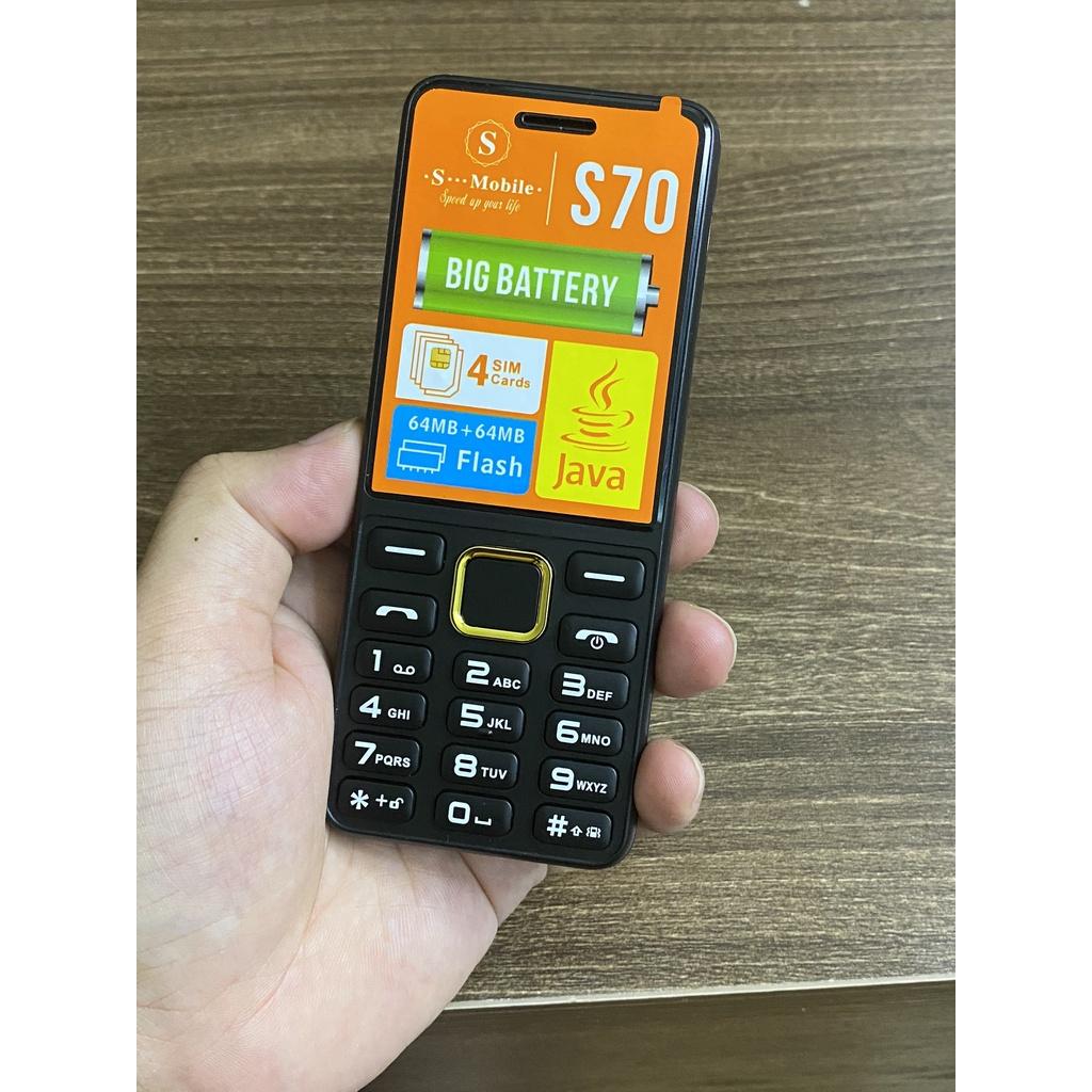 Điện Thoại S-Mobile S70 - 4 Sim - Pin Khủng 3000 mAh - Loa Cực To - Lướt Mạng - Mới Full Box-Bảo Hành 06 Tháng