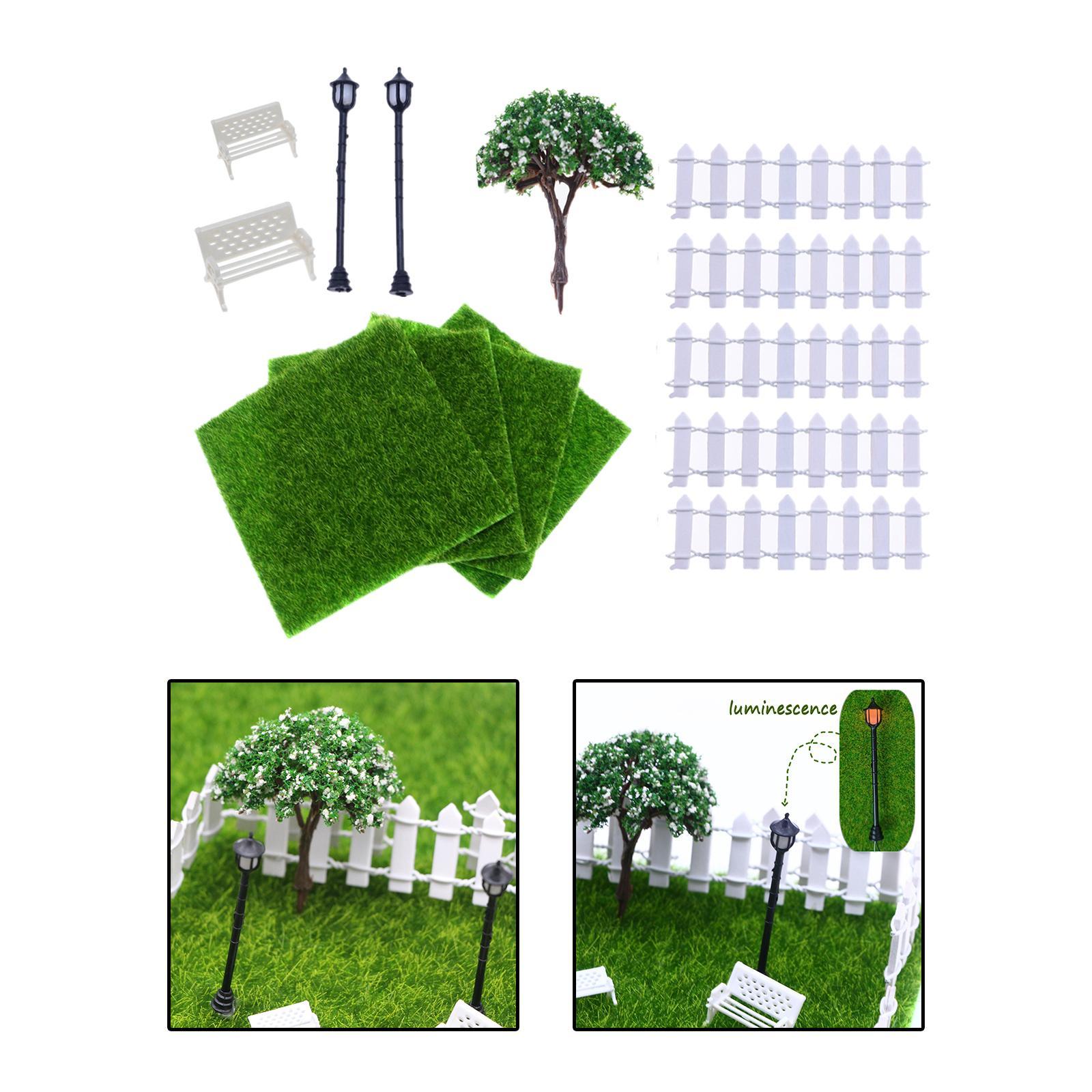 1/12 Miniature Fairy Garden Ornaments Miniature Scene Model Toy Mini Artificial Grass Dollhouse Decoration Accessories for Garden Yard Decor