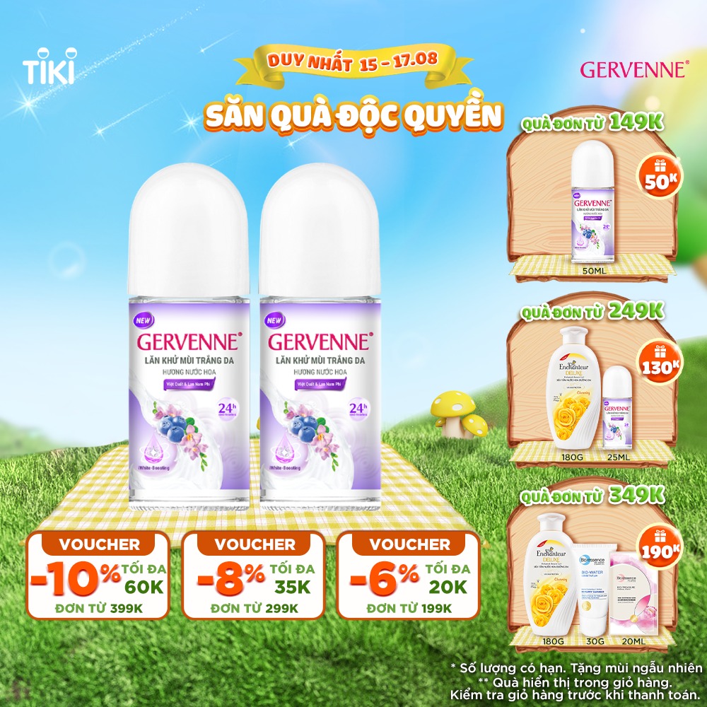 Combo 2 lăn khử mùi nước hoa Gervenne hương trái cây 50ml/chai