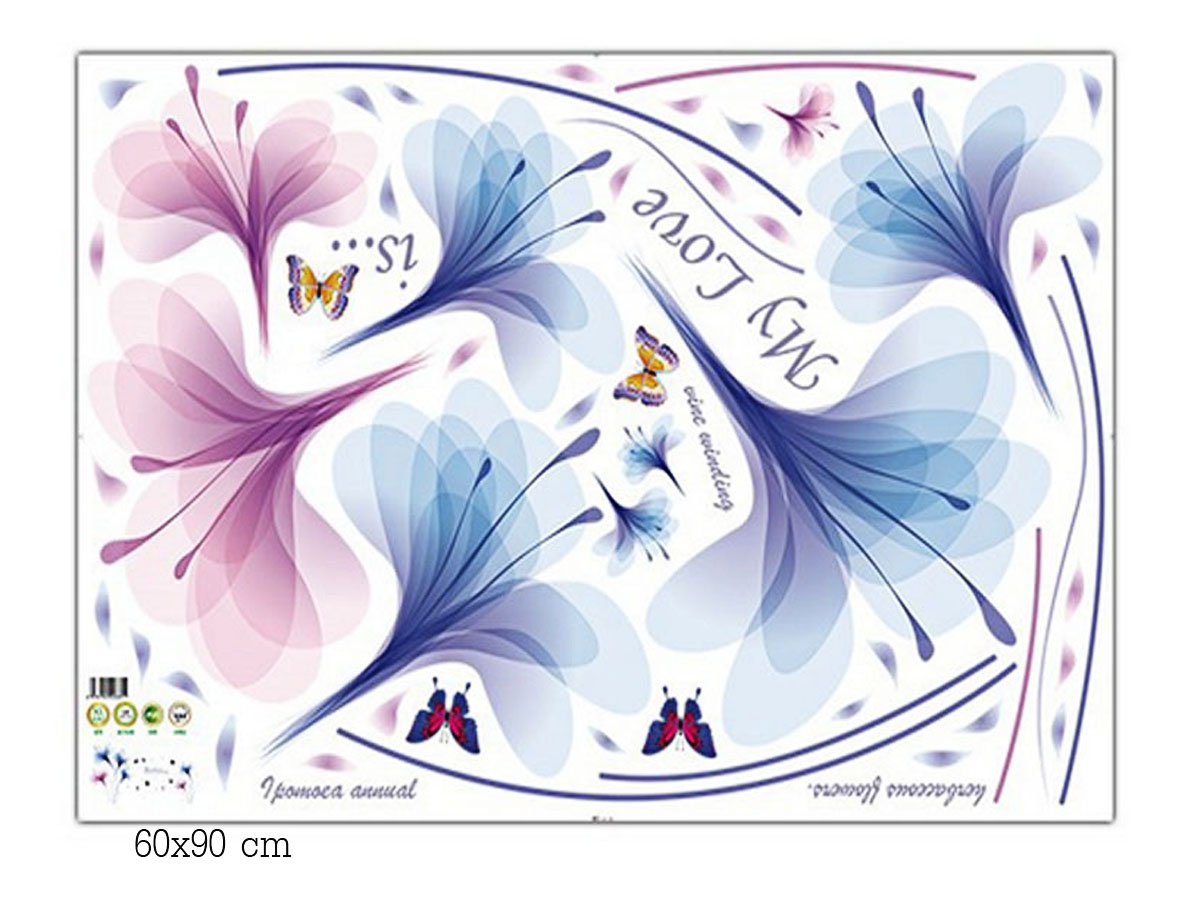 Decal dán tường hoa pha lê xanh tím xl8262