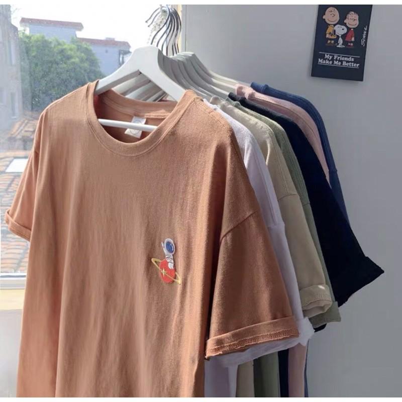 Áo thun tay lỡ form rộng thêu hoạ tiết phi hành gia - Unisex nam nữ đều mặc được