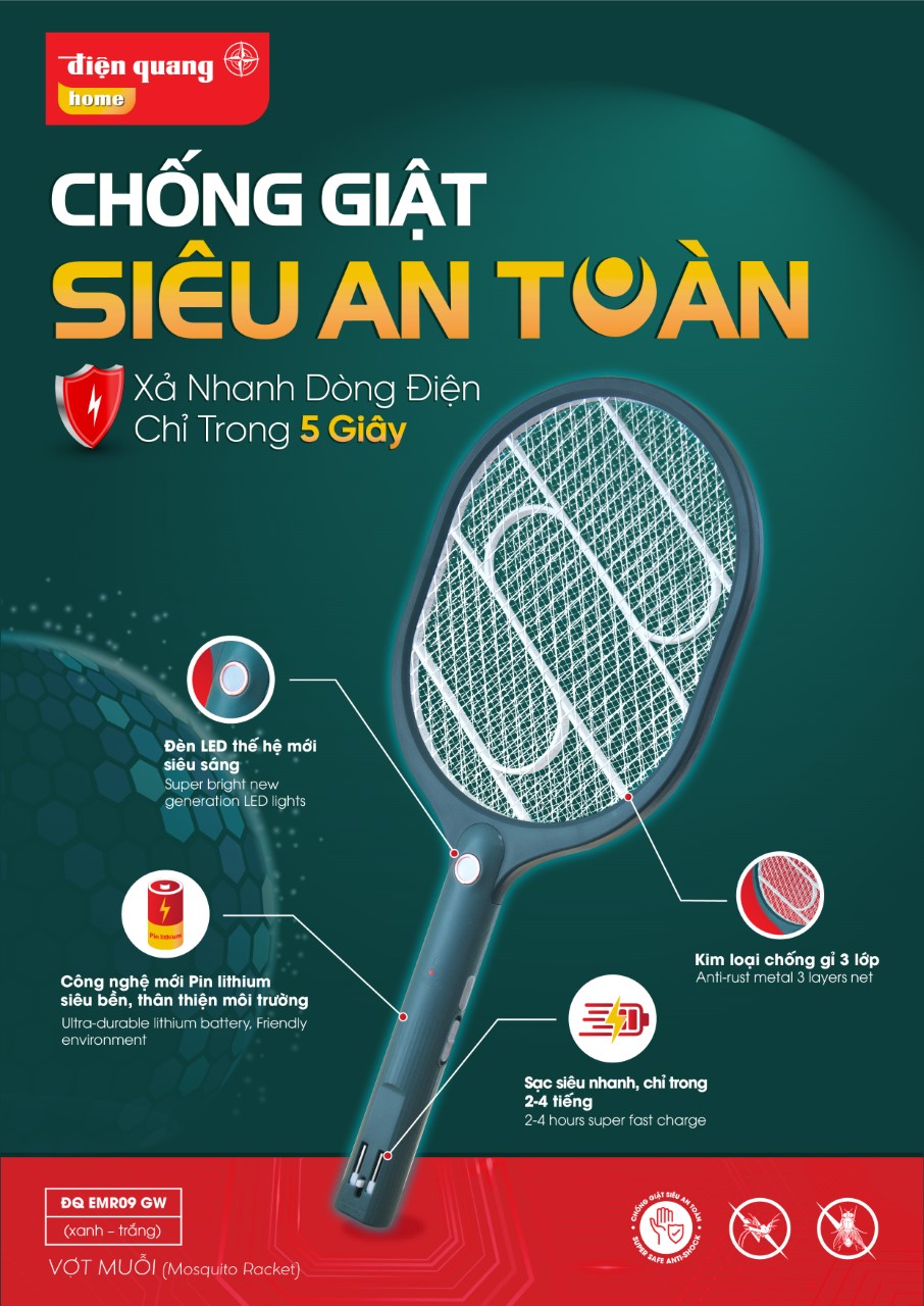 Vợt muỗi Điện Quang ĐQ EMR09 GW