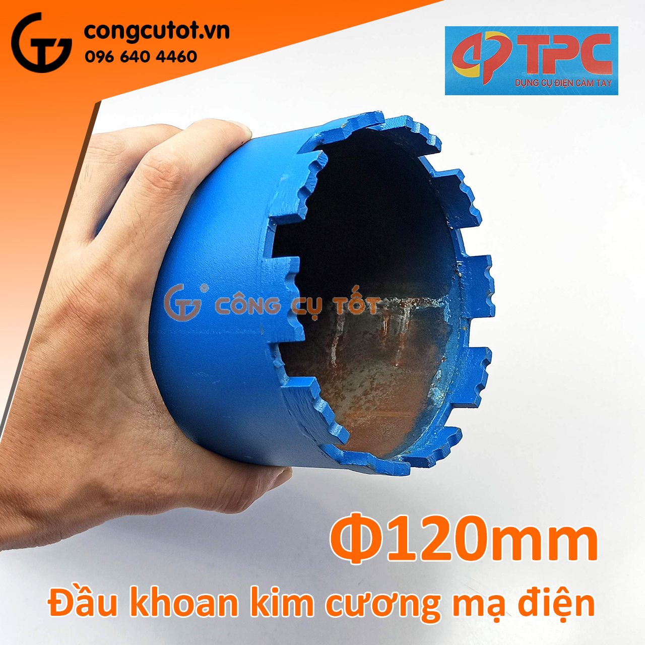 Mũi khoét tường ướt mạ điện Ø120 x 350mm