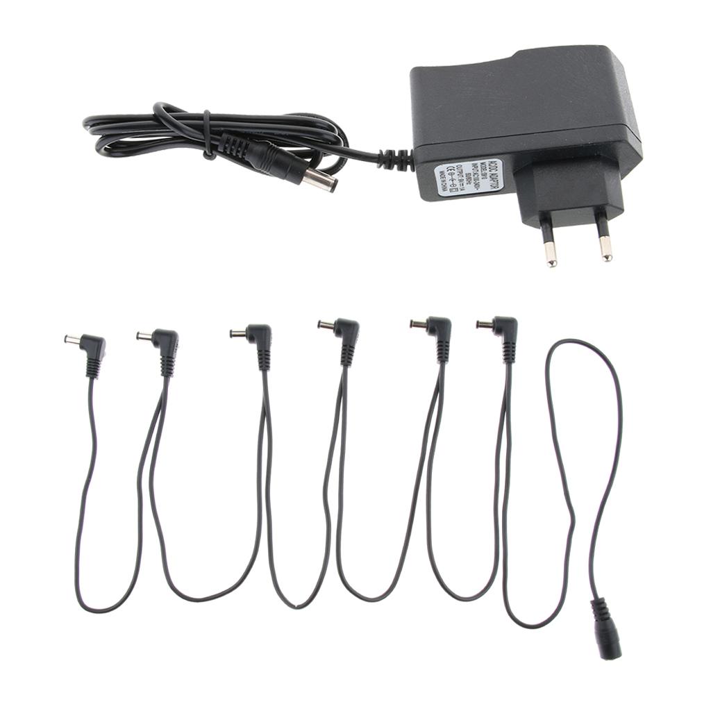 1 to 6 Way Guitar Effect Pedals Power Supply Cable + Adapter