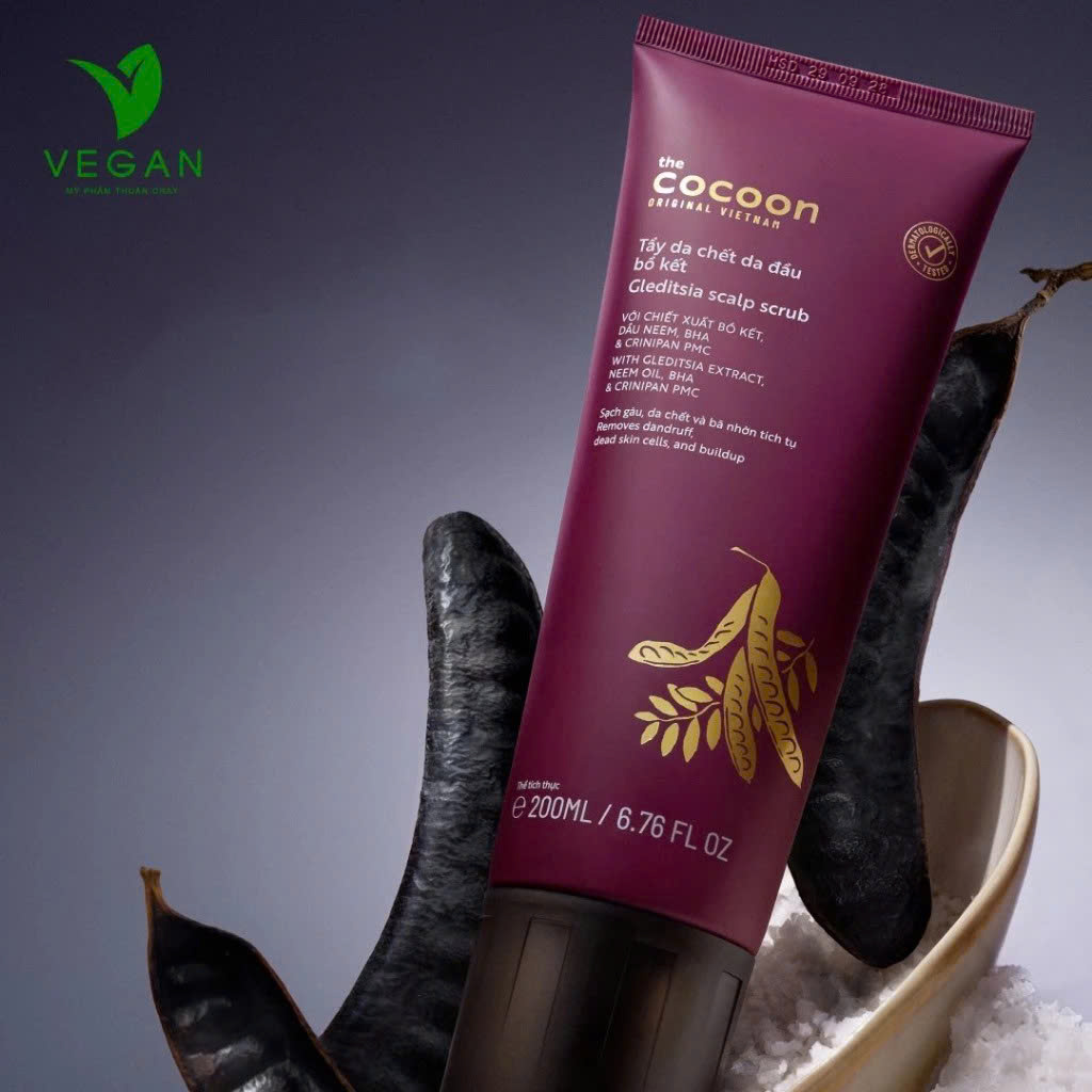Dầu gội tẩy da chết da dầu từ bồ kết COCOON 200ml VEGAN - thuần chay