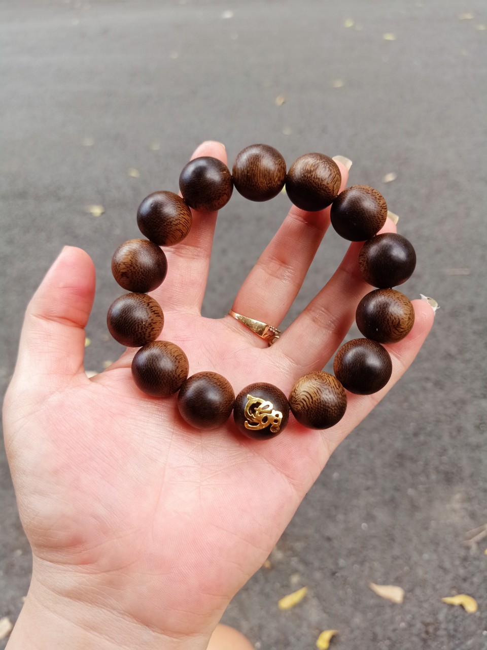 VÒNG TAY TRẦM MIX CHỮ "THỌ" CỰC PHONG THỦY