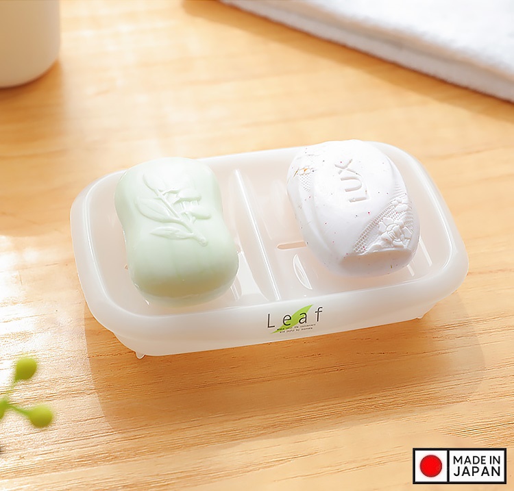 Khay đựng xà bông đôi Leaf sản xuất Inomata, làm từ nhựa PP cao cấp kháng khuẩn an toàn và bền đẹp - nội địa Nhật Bản