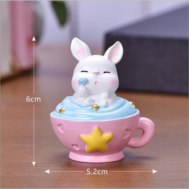 *HN* Charm tách trà, cốc kem, bát mỳ với mẫu thú đáng yêu  dùng làm móc khóa, DIY