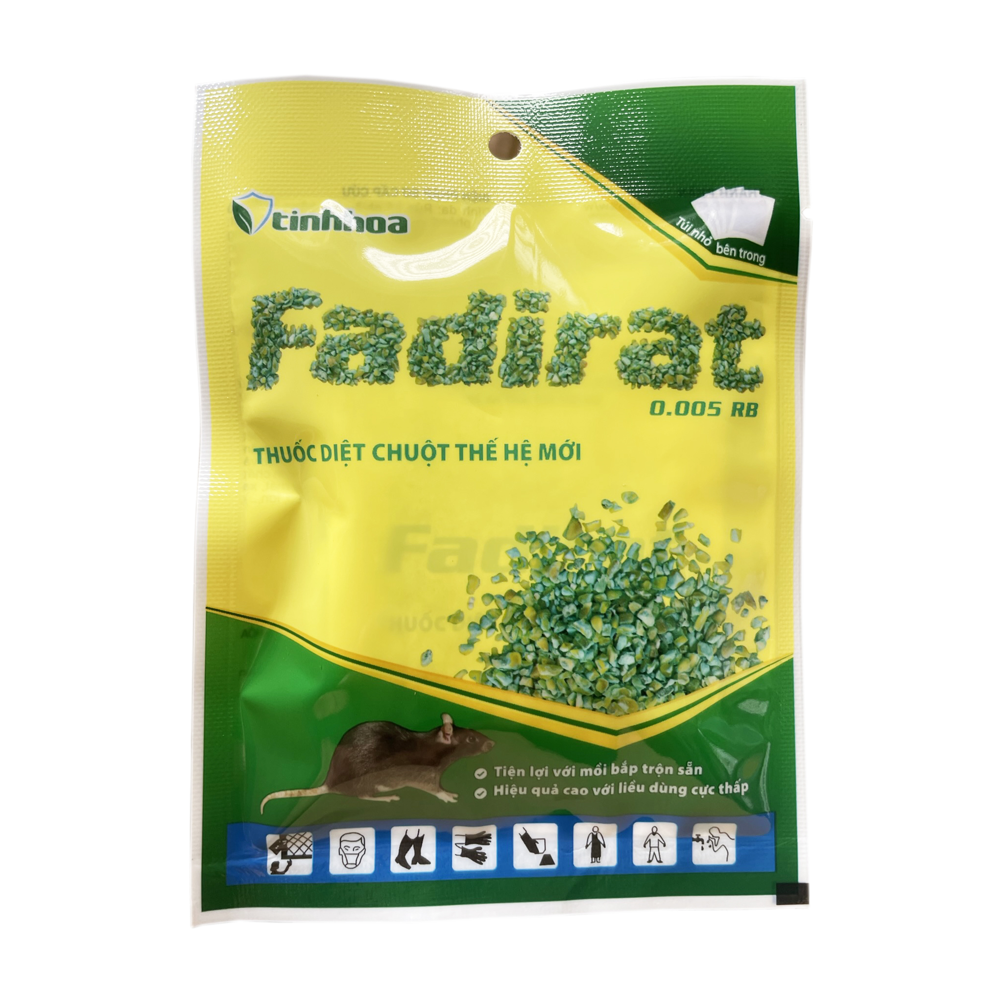 Thuốc diệt chuột thế hệ mới FADIRAT 0.005 RB - Tiện lợi với mồi bắp trộn sẵn - Hiệu quả cao với liều dùng cực thấp (10 gói x 4 túi)