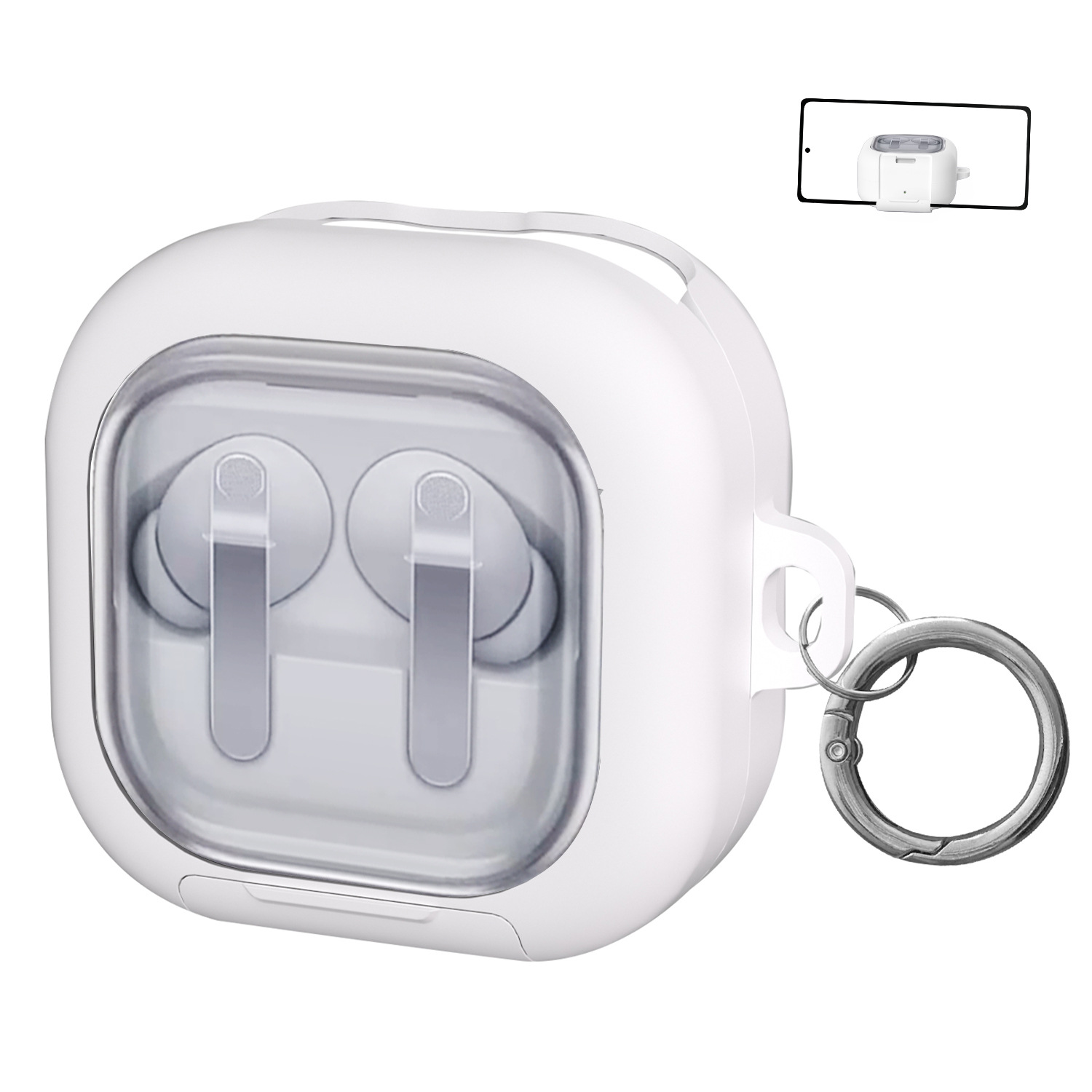 Ốp Viền Màu Trong Suốt Có Khóa Giá đỡ điện thoại cho Samsung Galaxy Buds 4 / Buds 4 Pro - Hàng Chính Hãng