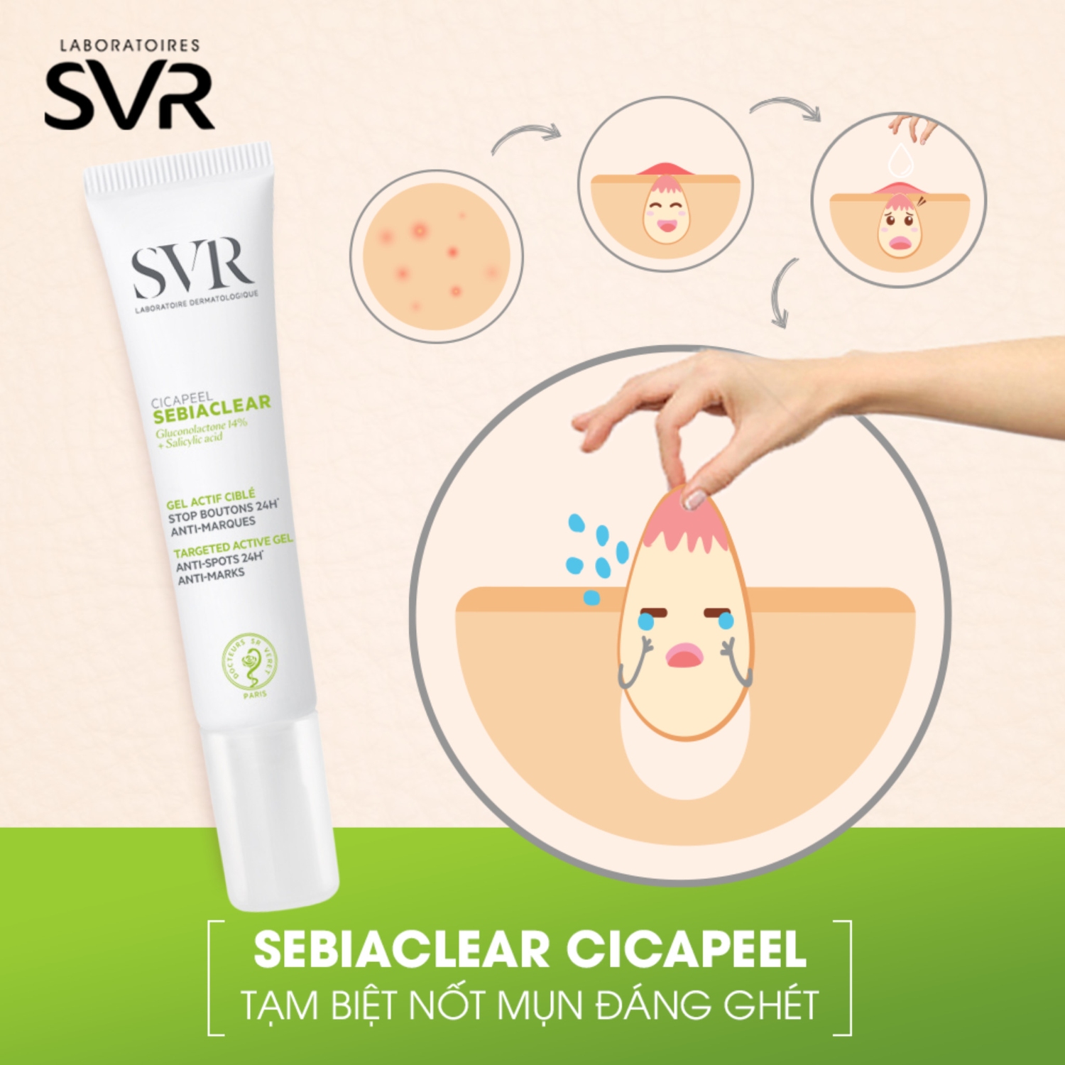 Gel Chấm Mụn SVR Sebiaclear Cicapeel 15ml