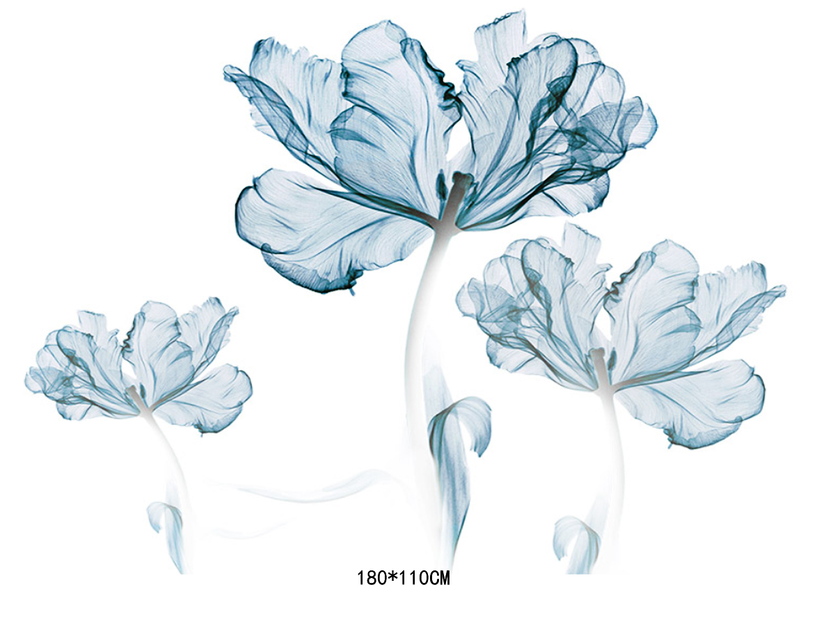 Decal dán tường hoa giấy xanh 2 mảnh
