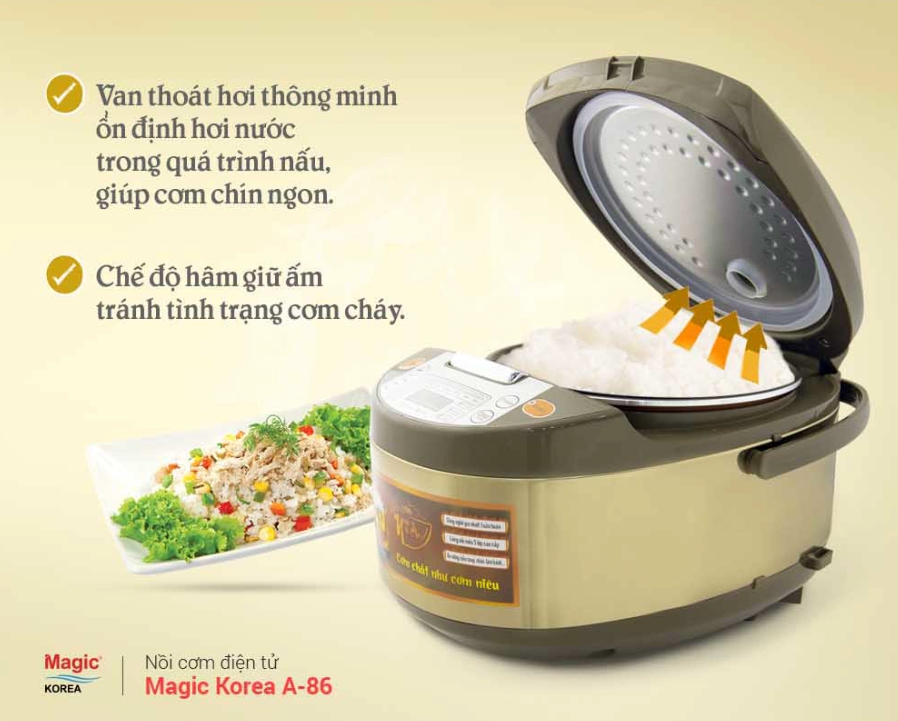 Nồi Cơm Điện Tử MAGIC KOREA A-86 Đa Năng Dung Tích 2L Công Suất 900W - Hàng Chính Hãng