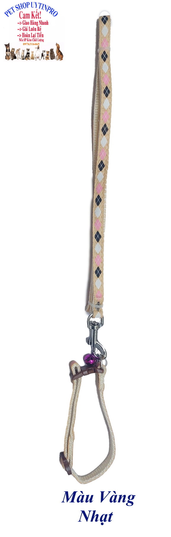 Dây dắt kèm vòng cổ có chuông cho Chó Mèo Dưới 5kg Bản rộng 1cm Dài 120cm Zichen In hình bất kỳ Chất liệu dù cao cấp