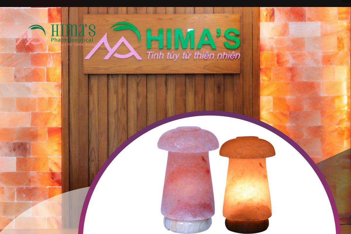 Đèn Đá Muối Hình Nấm Đế Cẩm Thạch
